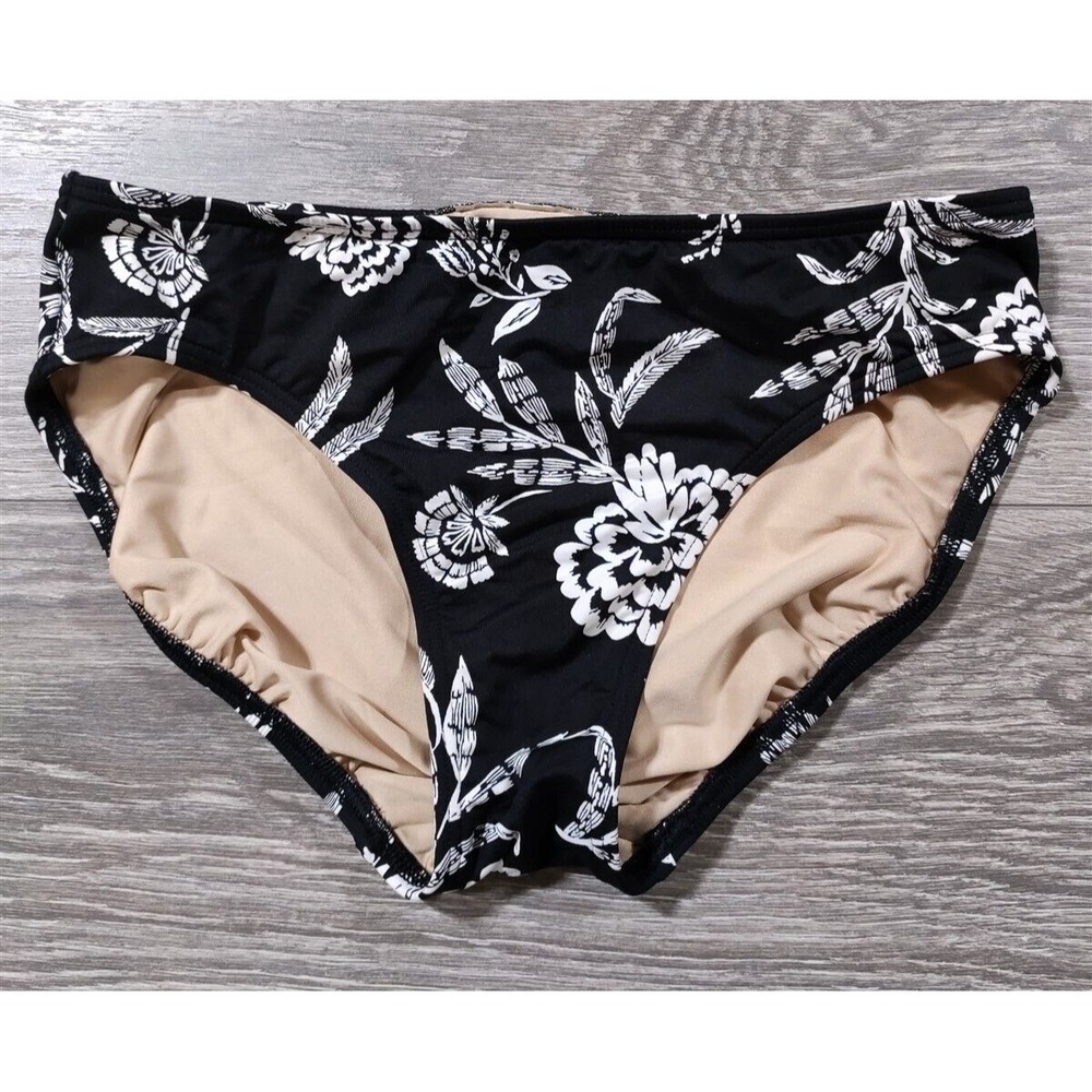 Swim Bottoms Womens Size 2 Tall Black Floral High Quality Swimwear Cute Pool